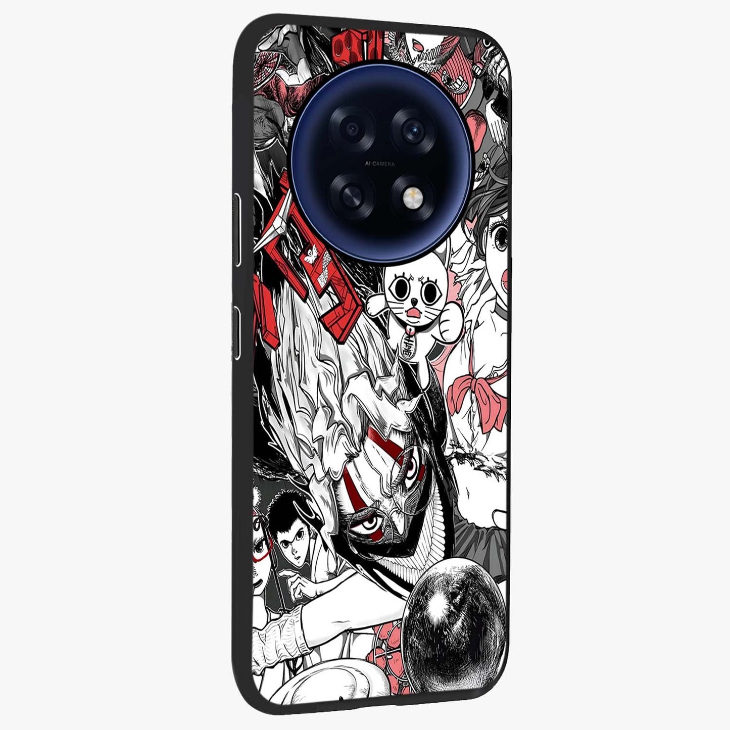 Crimson Chaos Panel Glass Case upright view showcasing intense crimson artwork with dramatic aesthetic style.