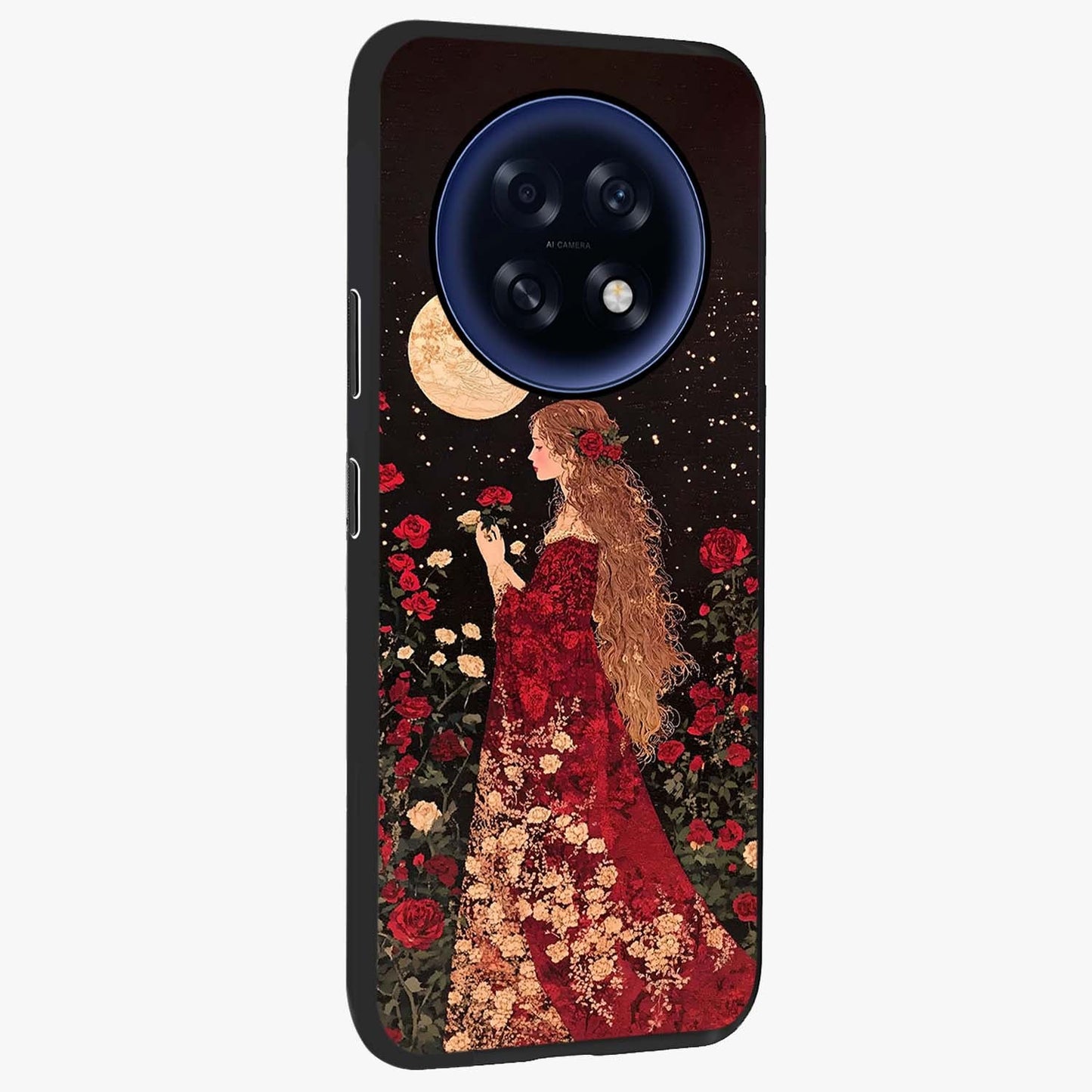 Crimson Dreams Glass Case upright view showcasing dreamy red toned artwork with modern aesthetic style.