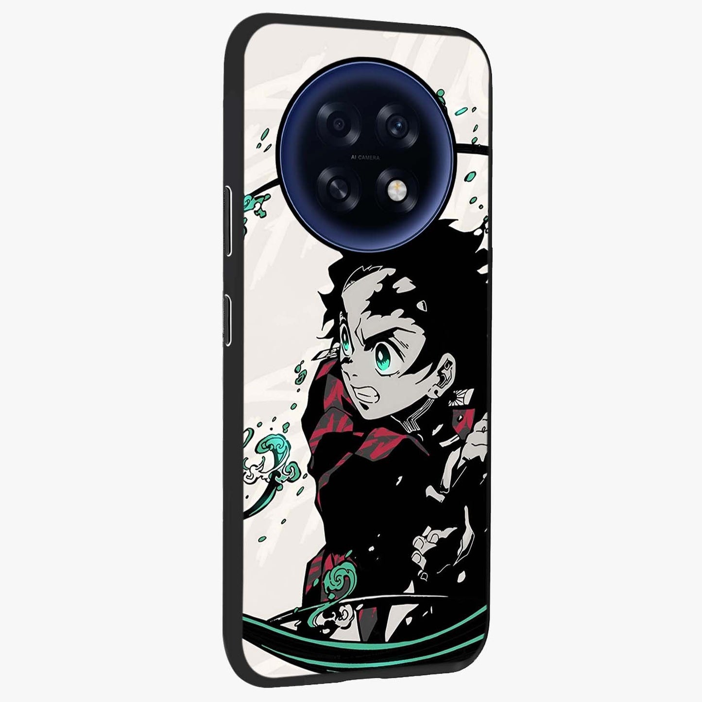 Demon Slayer Glass Case upright view showcasing powerful anime artwork with intense warrior theme.