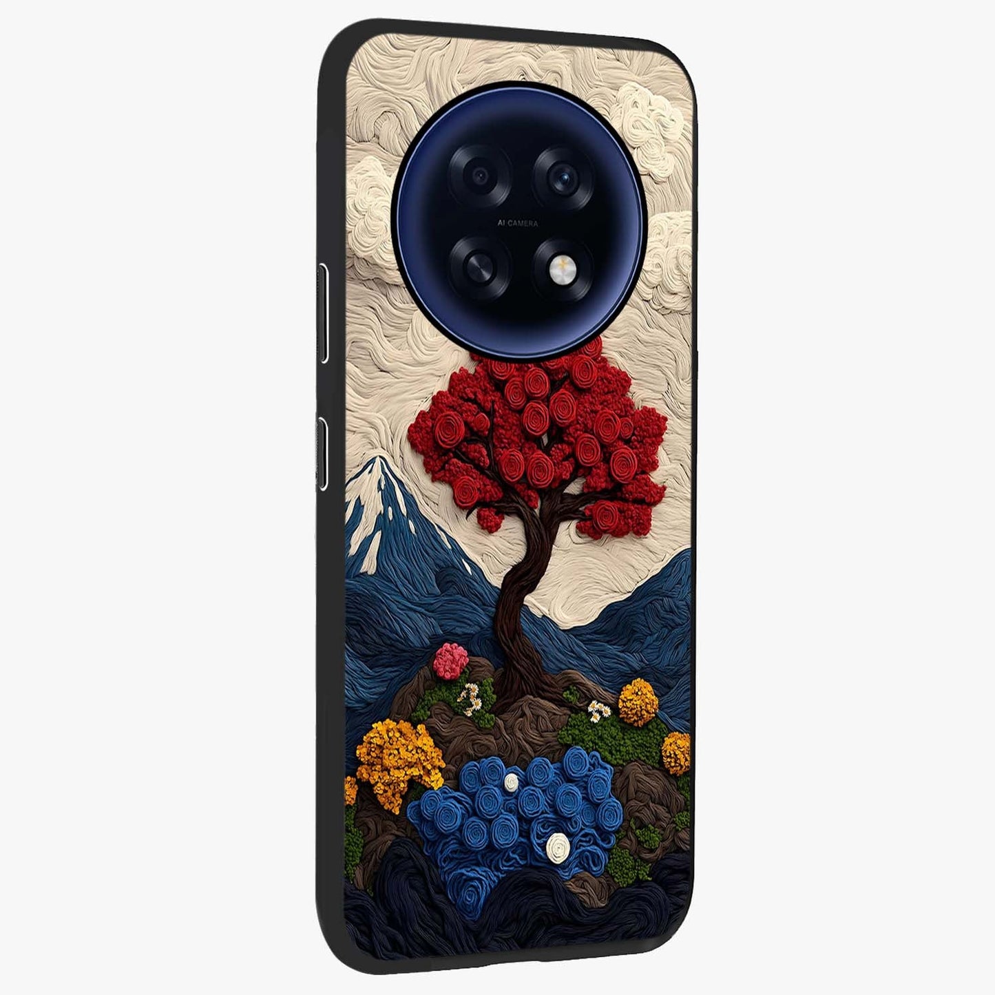 Eternal Nature Tapestry Glass Case upright view showcasing elegant nature tapestry design with decorative style.