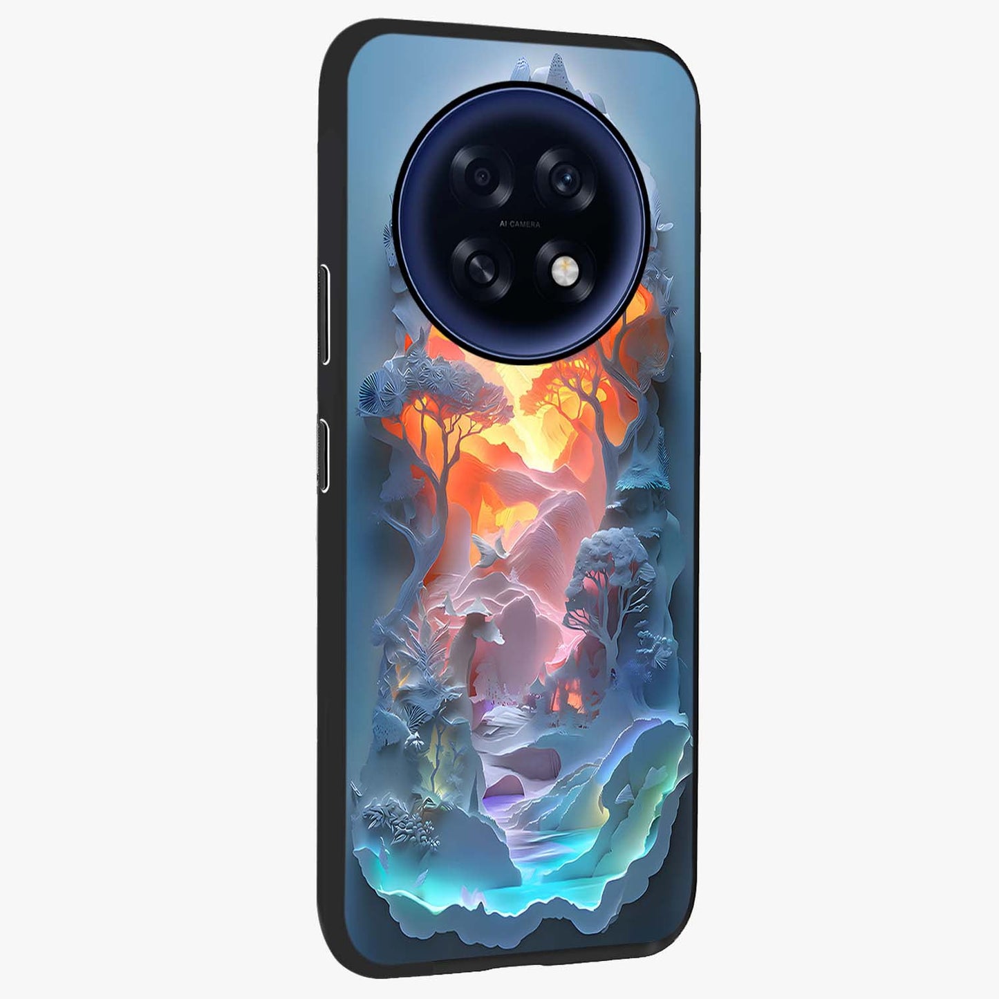 Glow Forest Portal Glass Case upright view showcasing enchanted forest portal artwork with fantasy nature theme.