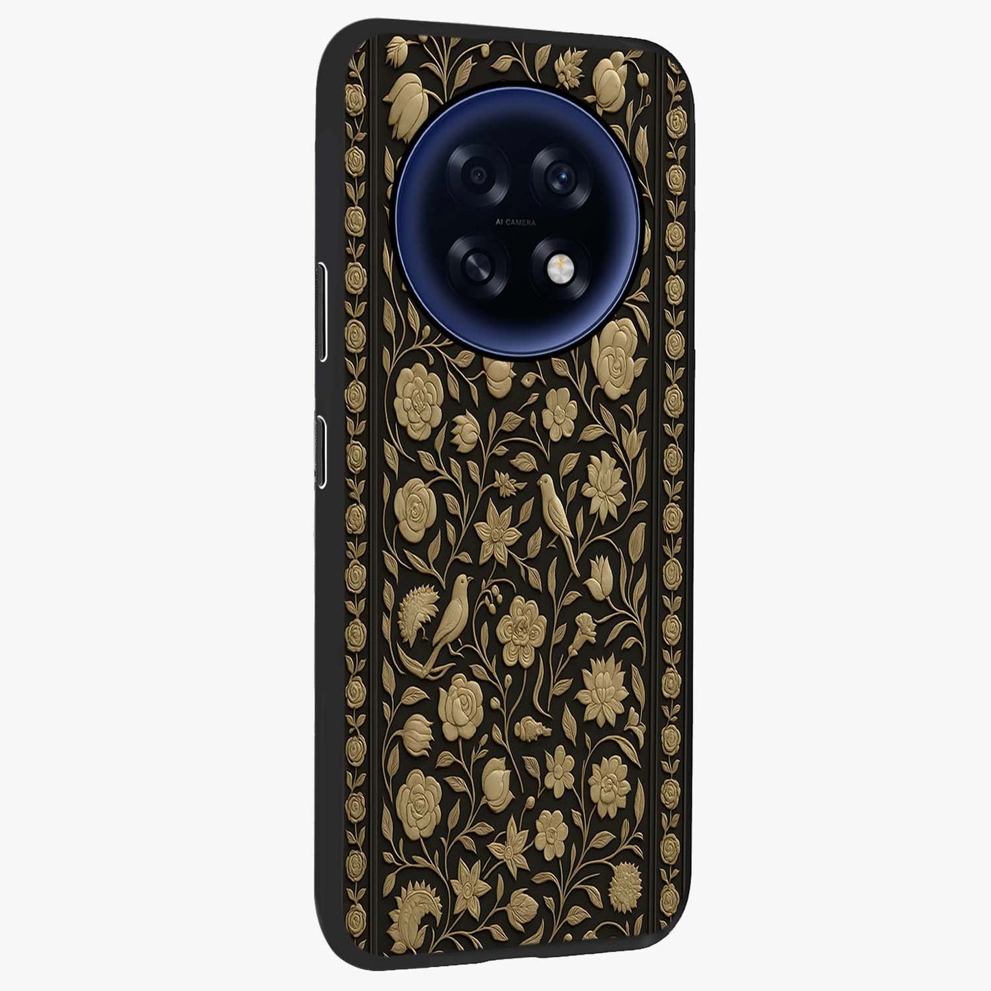 Golden Evil Eye Mandala Glass Case upright view showcasing decorative evil eye mandala artwork with spiritual aesthetic style.