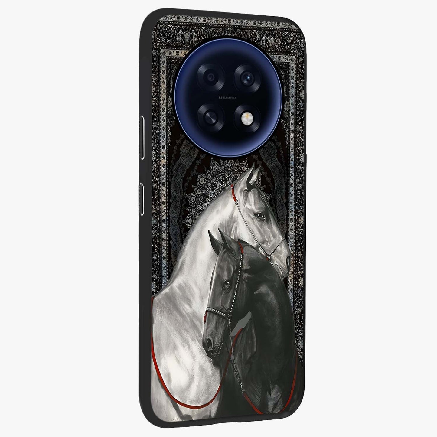 Majestic Ride Legacy Glass Case upright view showcasing dynamic ride inspired artwork with modern automotive theme.