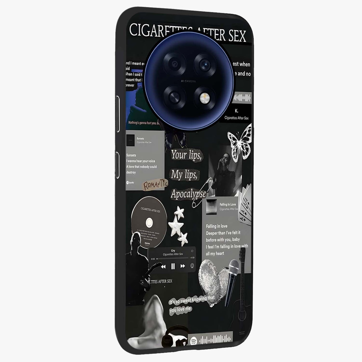 Midnight Love Echo Glass Case upright view showcasing expressive romantic artwork with dreamy midnight theme.