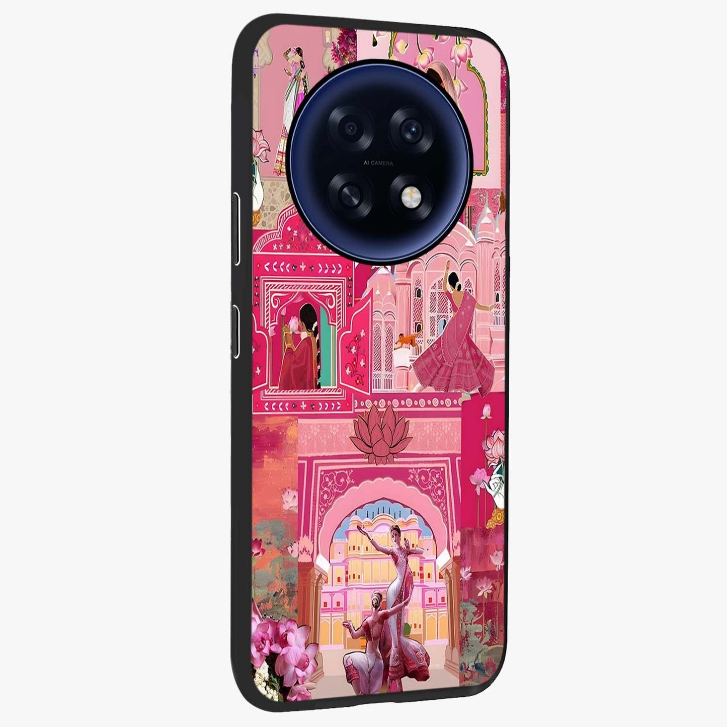 Pink Palace Muse Glass Case upright view showcasing artistic palace artwork with graceful royal theme.