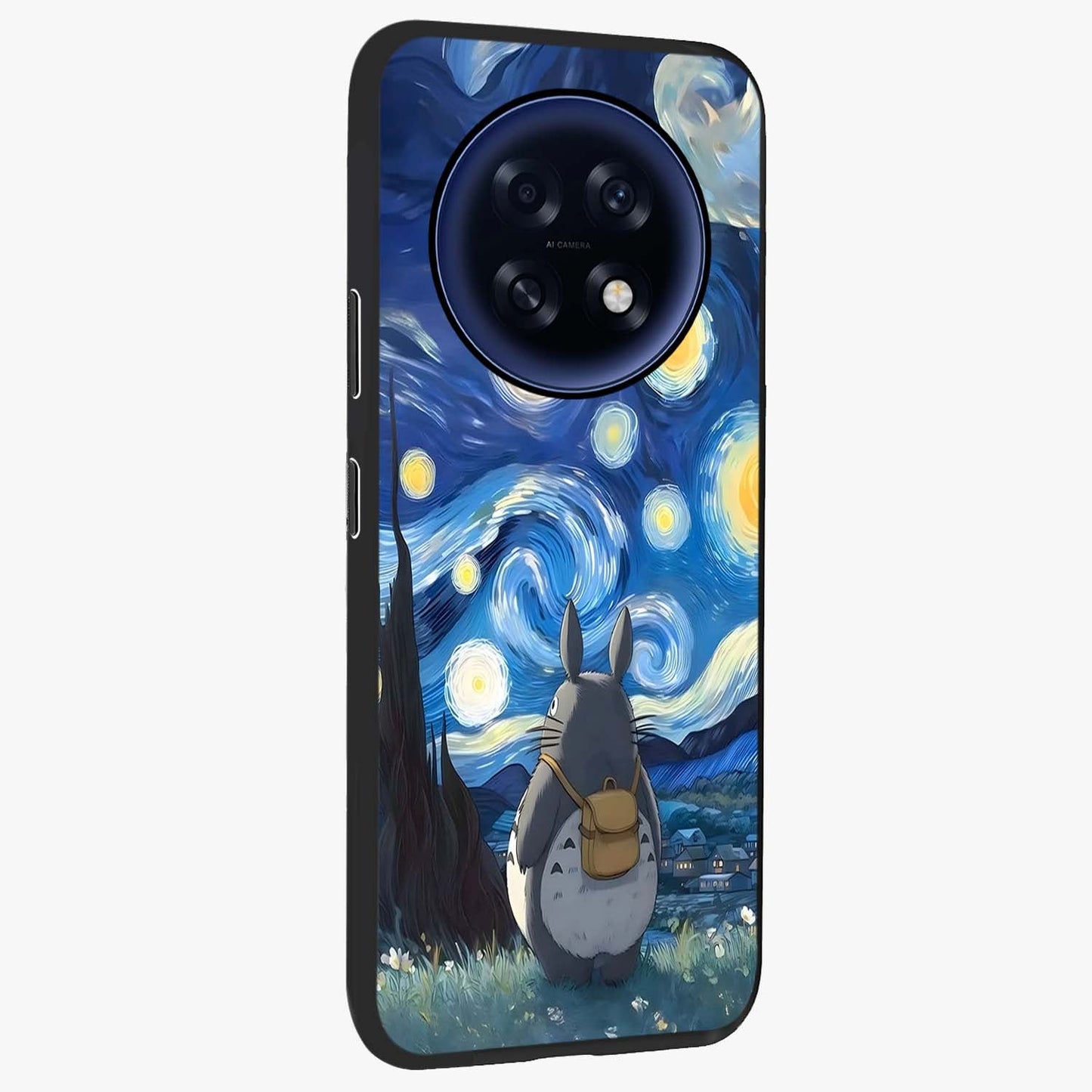Totoro In Van Gogh Art Glass Case upright view showcasing creative character artwork with painterly artistic theme.