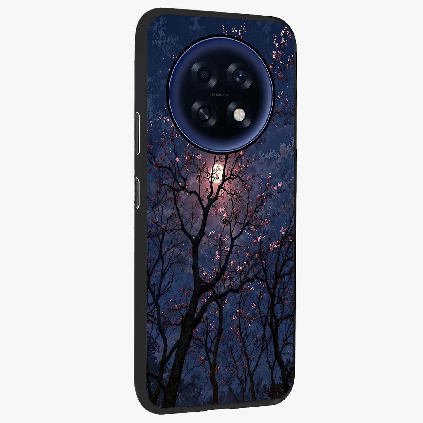 Twilight Sakura Serenade Glass Case upright view showcasing beautiful cherry blossom artwork with serene evening theme.