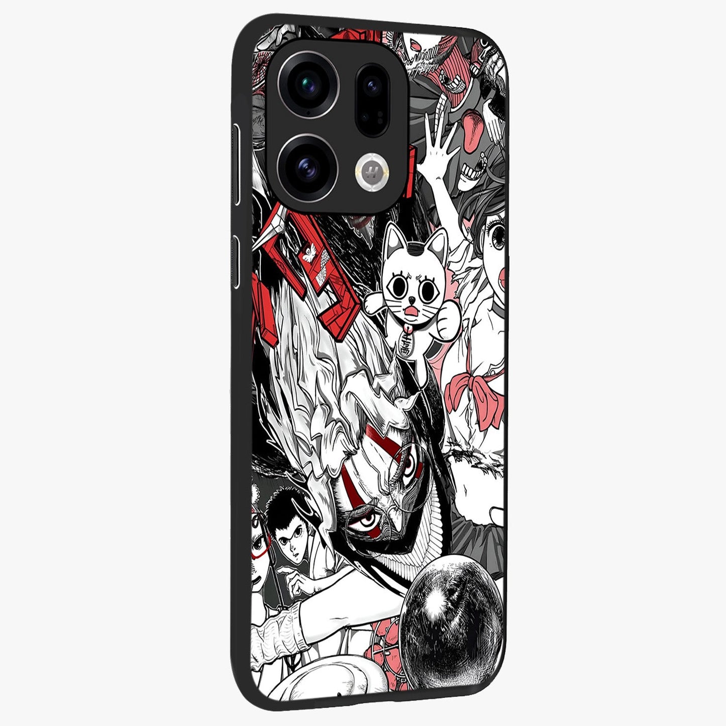 Crimson Chaos Panel Glass Case upright view showcasing intense crimson artwork with dramatic aesthetic style.
