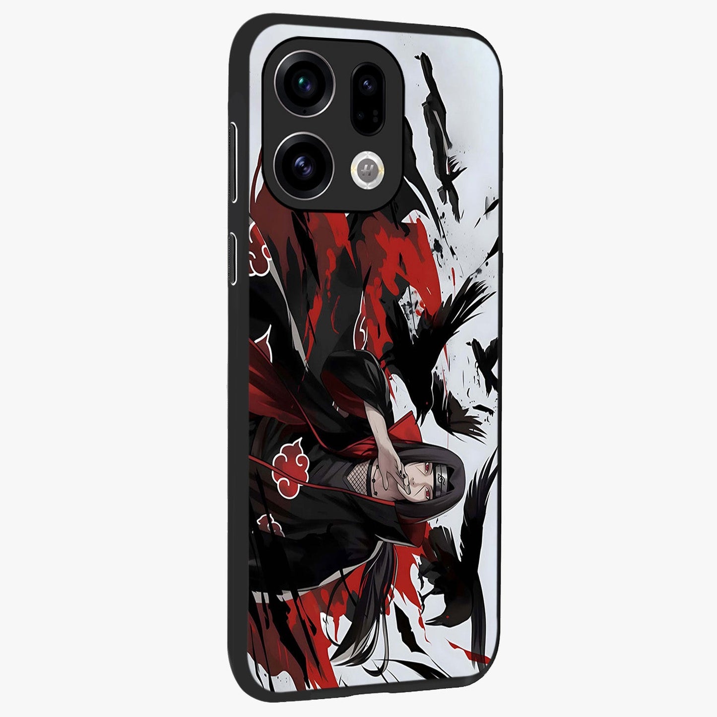Crimson Crow Illusion Glass Case upright view showcasing striking crow illusion artwork with intense crimson theme.