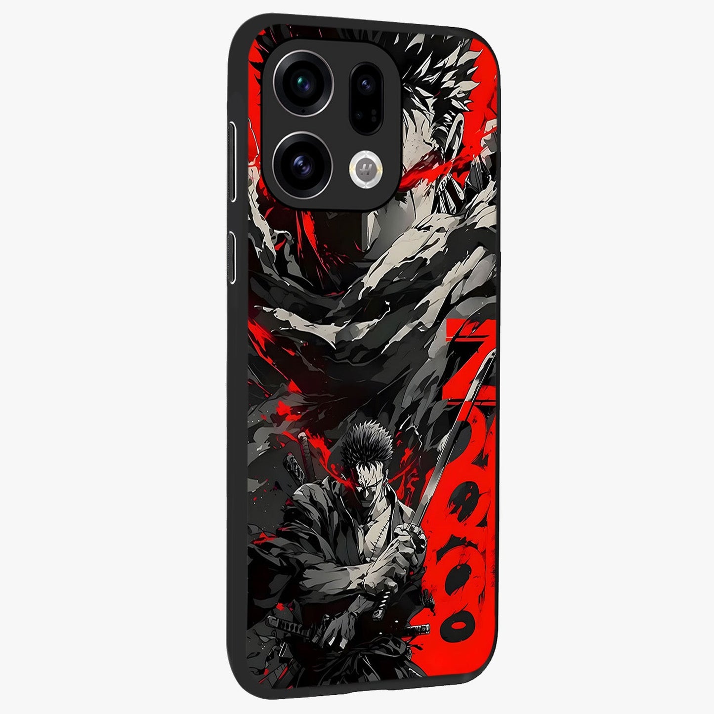 Demon Sword Resolve Glass Case upright view showcasing dramatic warrior artwork with intense battle theme.