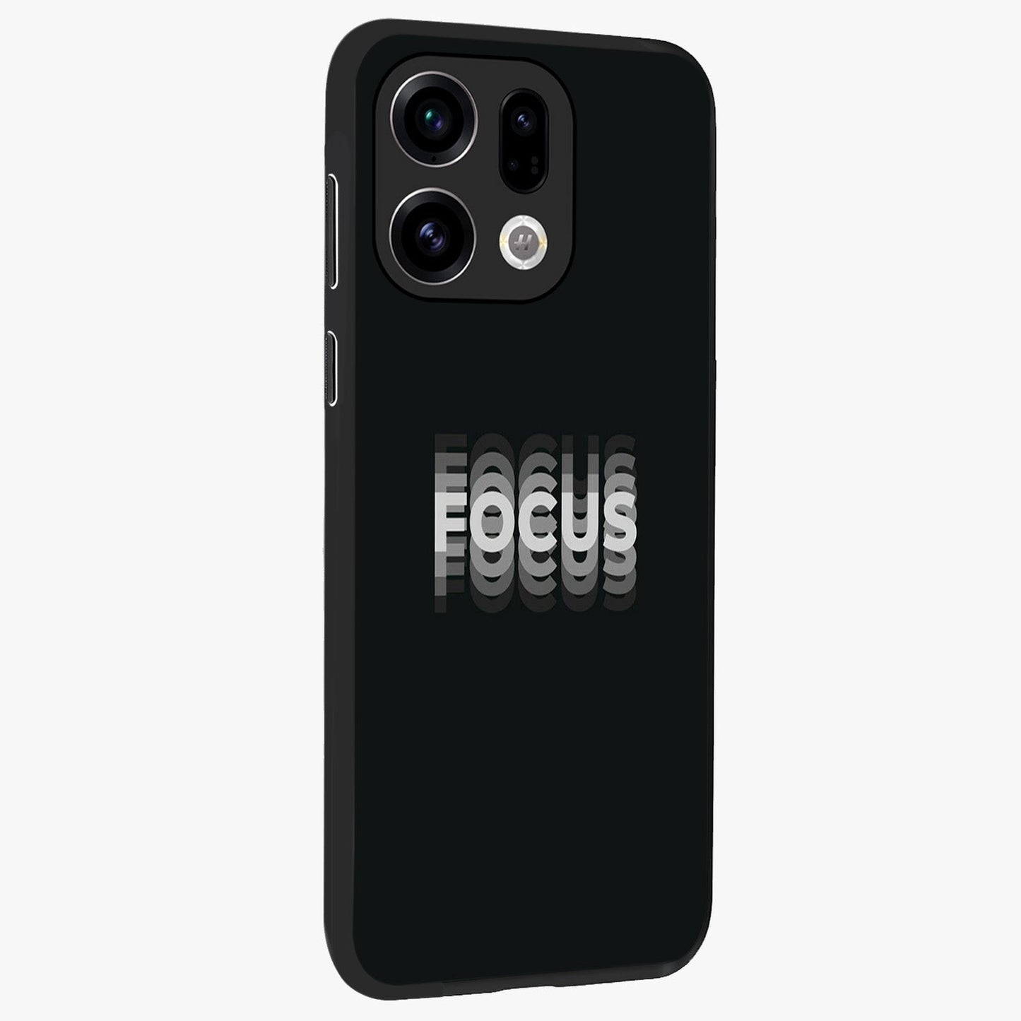 Focus Mode On Glass Case upright view showcasing strong typography statement with sleek motivational theme.