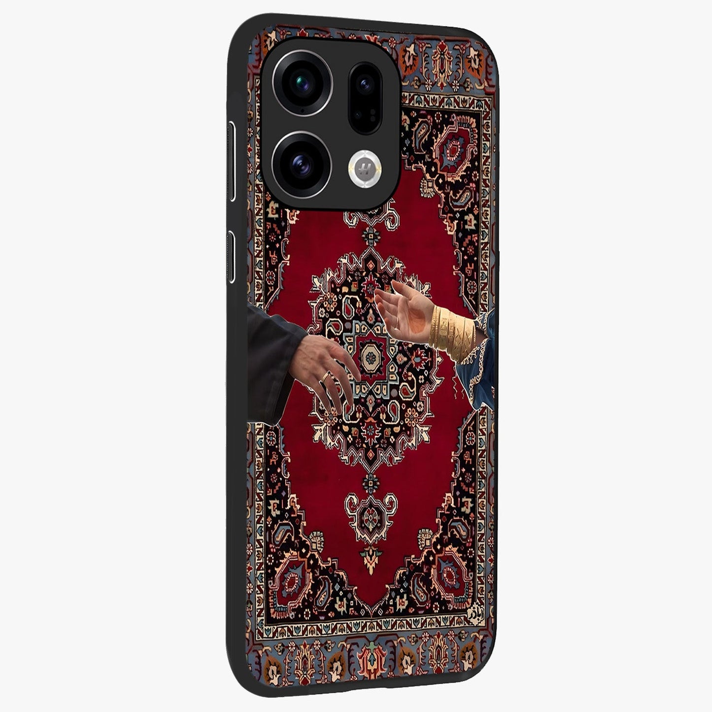 Royal Touch Reach Glass Case upright view showcasing stylish royal inspired artwork with graceful theme.