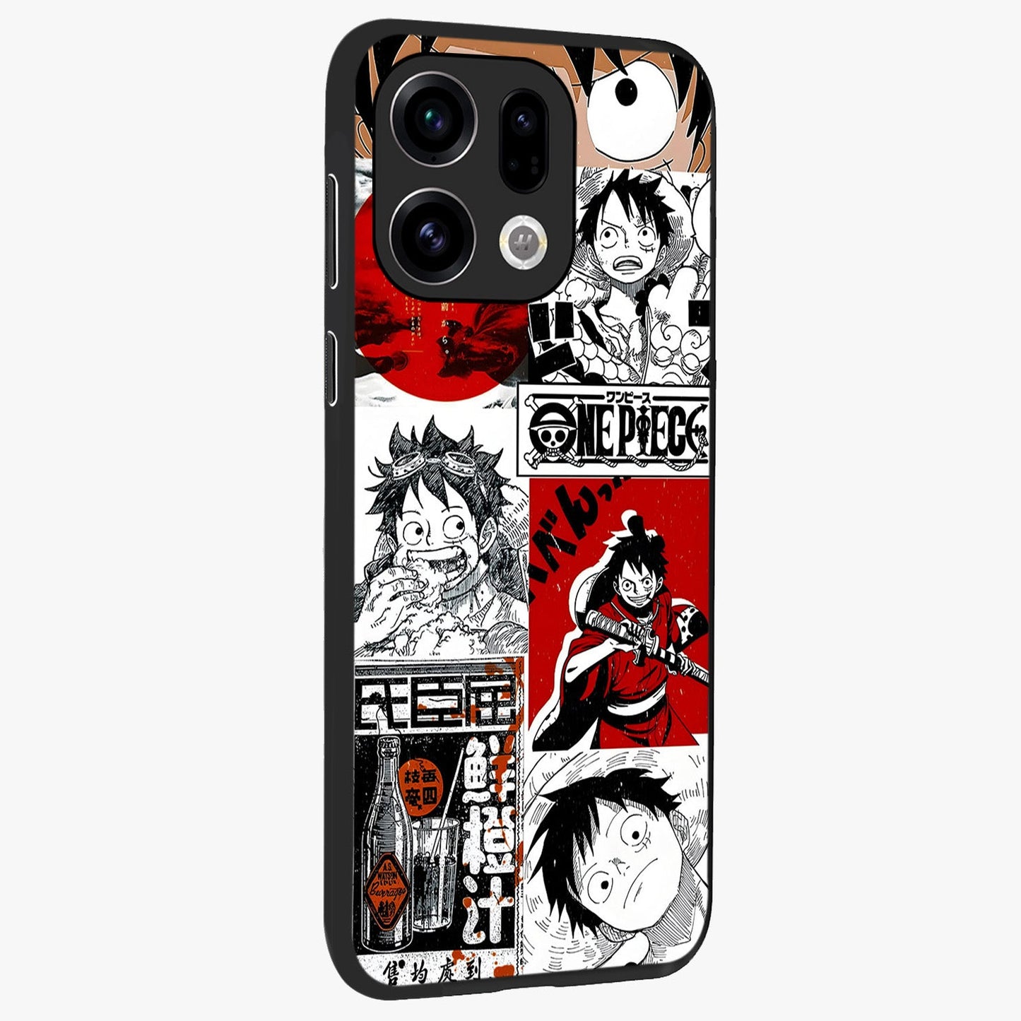 Strawhat Chaos Panels Glass Case upright view showcasing energetic anime artwork with bold adventure theme.