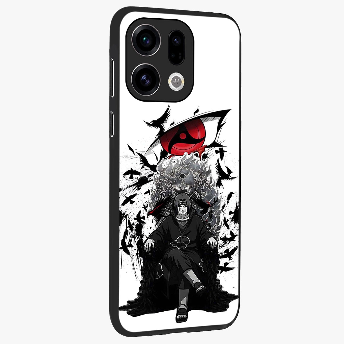Uchiha Shadow Throne Glass Case upright view showcasing magical underwater galaxy artwork with vibrant cosmic theme.