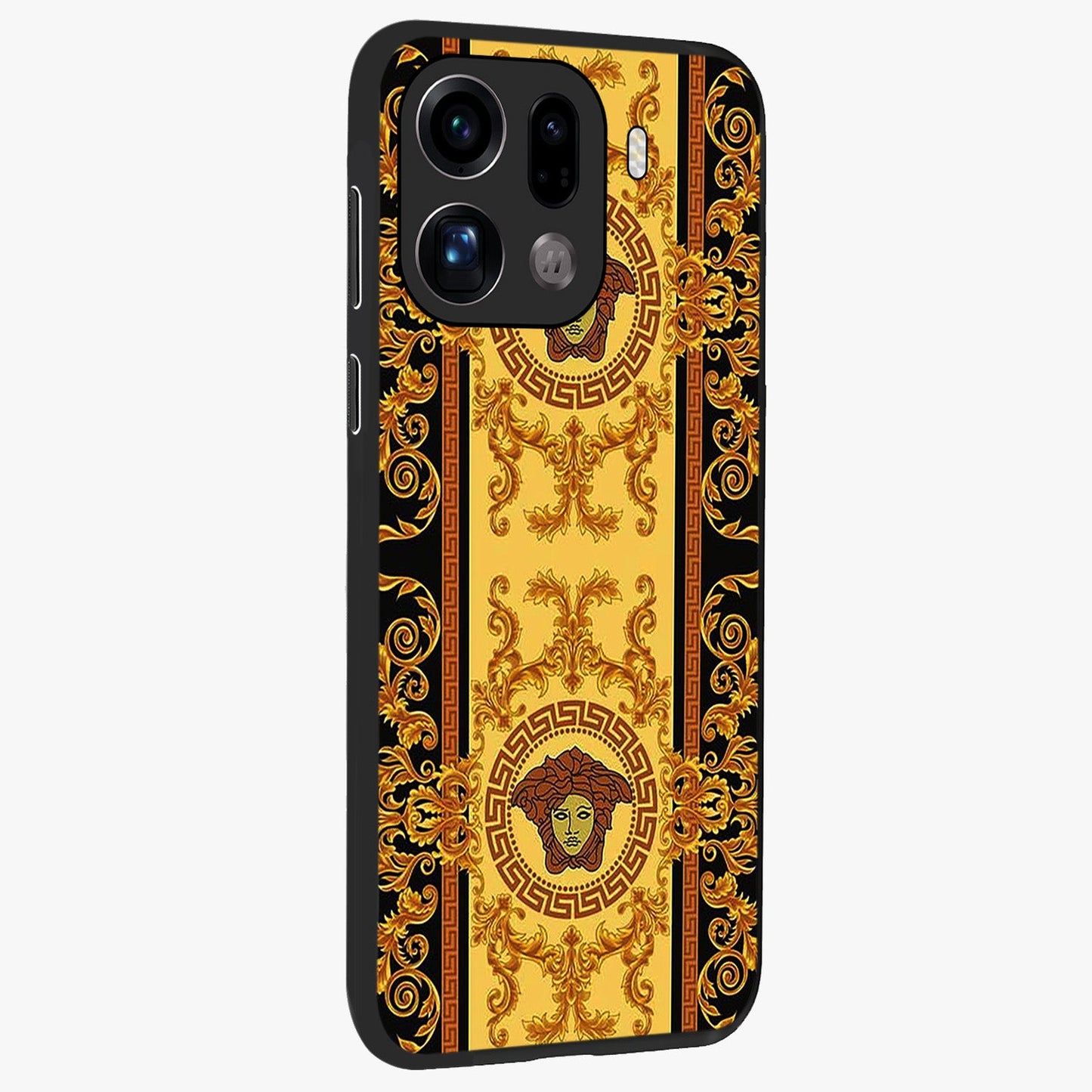 Golden Lotus Glow Glass Case upright view showcasing luminous lotus artwork with peaceful divine theme.