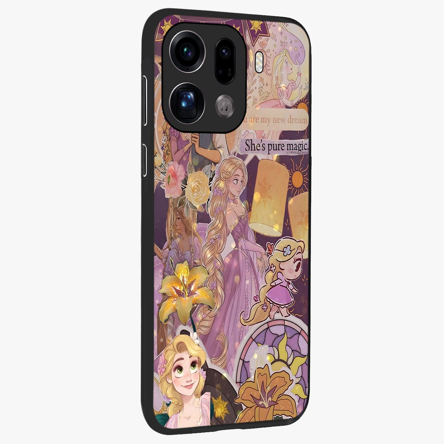 Magical Tangled Dream Glass Case upright view showcasing enchanting artistic artwork with dreamy fantasy theme.
