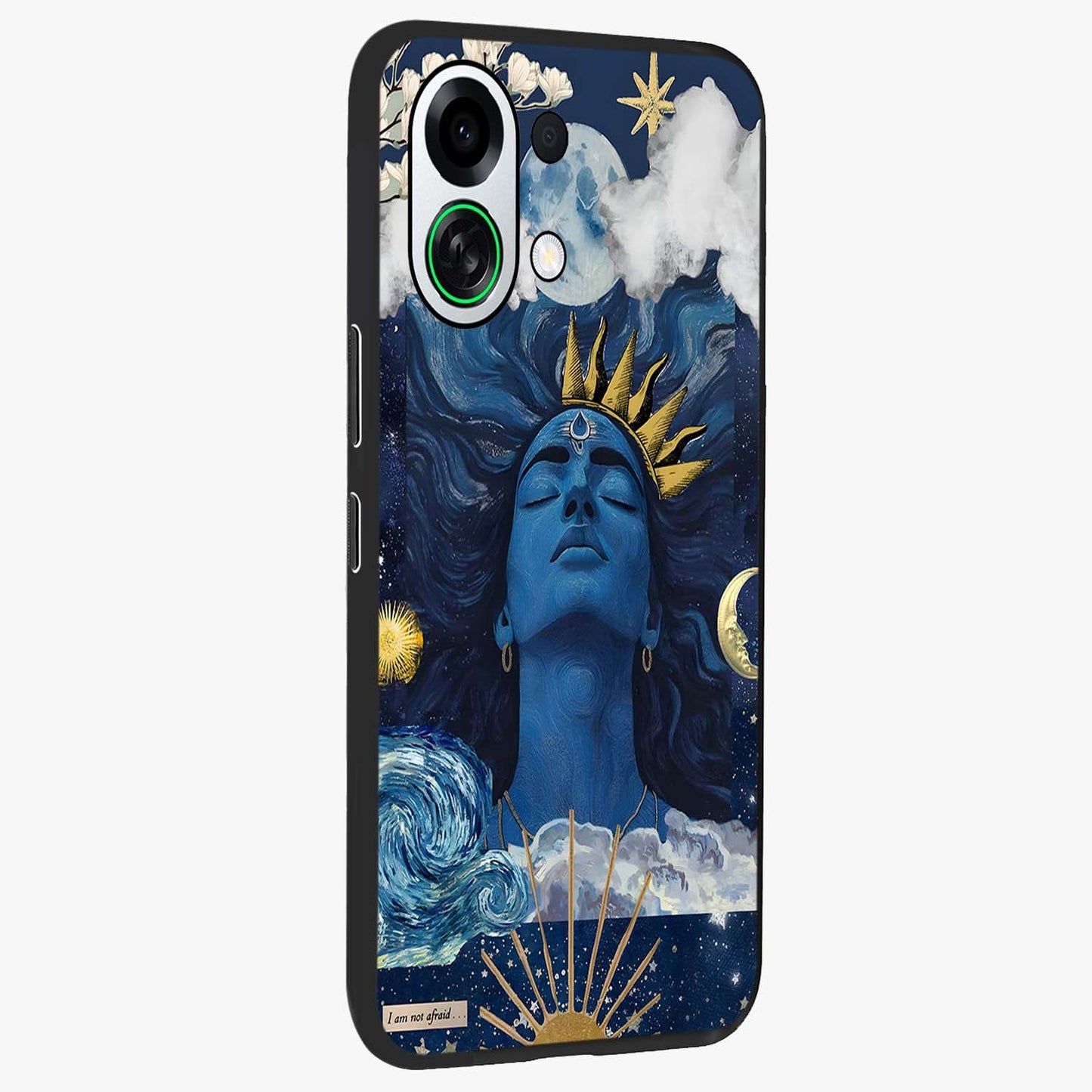 Aesthetic Lord Shiva Glass Case upright view showcasing powerful Lord Shiva artwork with devotional theme.