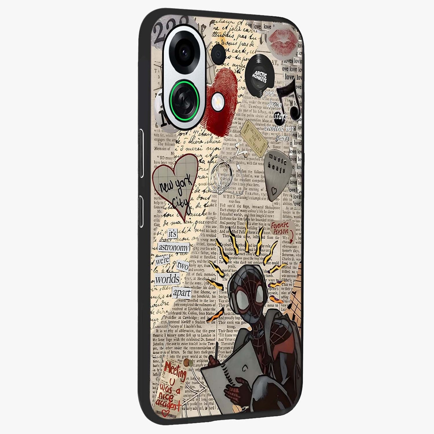 City Dream Sketch Glass Case upright view showcasing urban skyline artwork with stylish hand drawn design.
