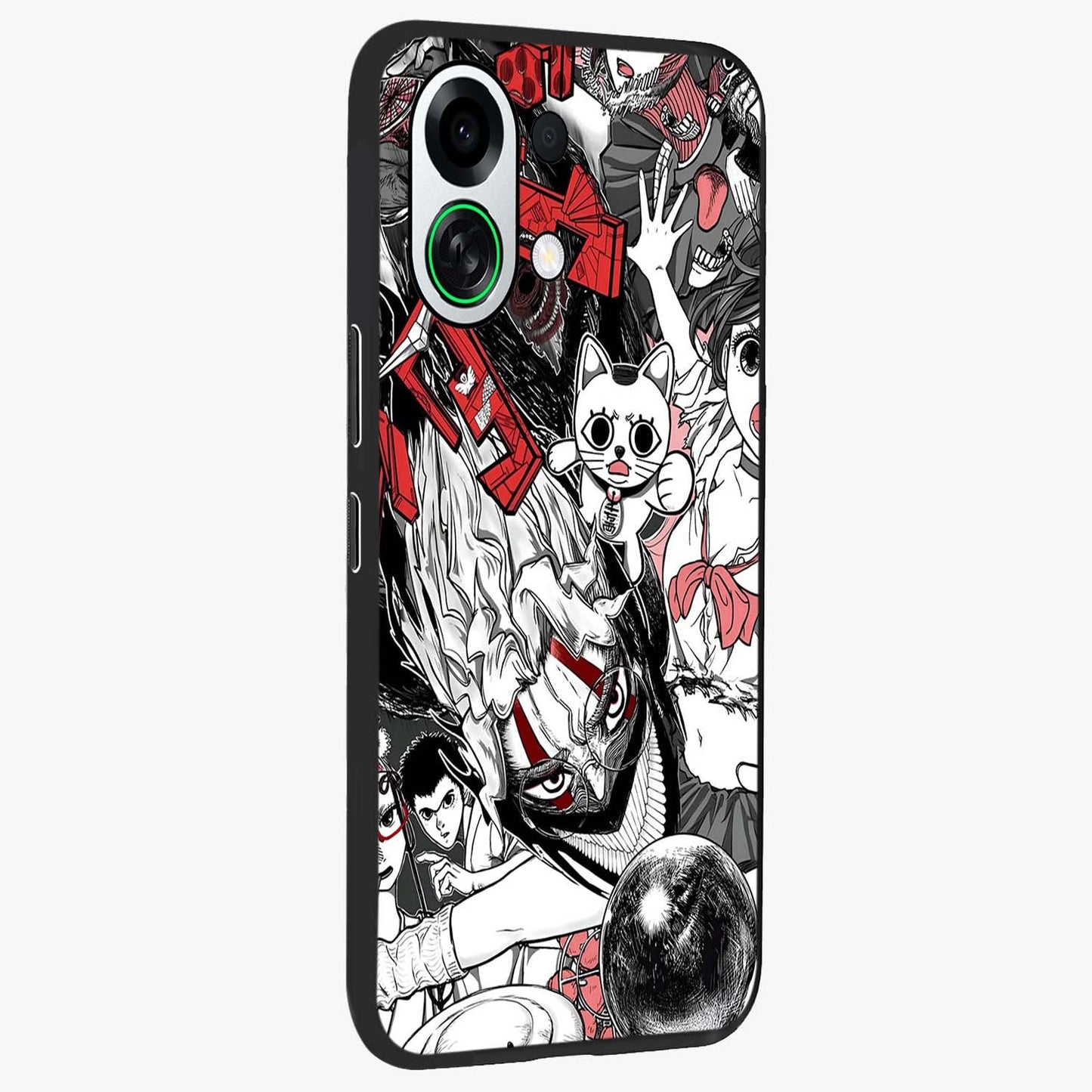 Crimson Chaos Panel Glass Case upright view showcasing intense crimson artwork with dramatic aesthetic style.