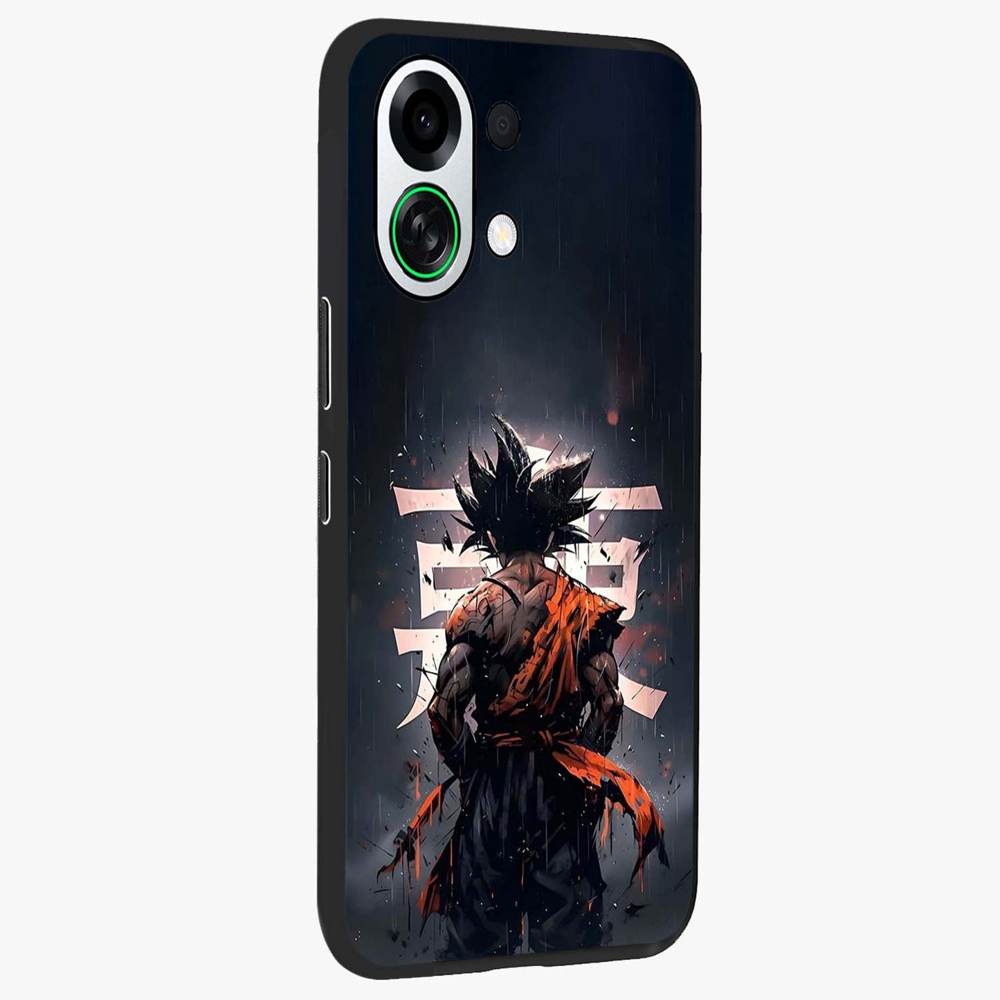 Dark Warrior In Rain Glass Case upright view showcasing powerful rainy battle scene with intense cinematic style.