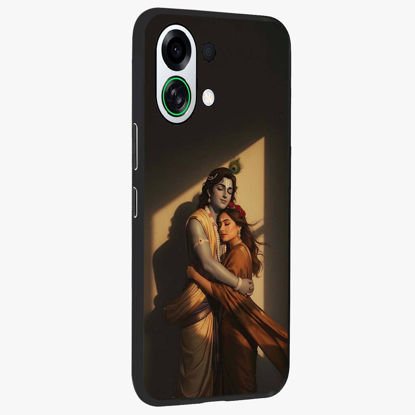 Divine Eternal Love Glass Case upright view showcasing graceful spiritual artwork with eternal love theme.