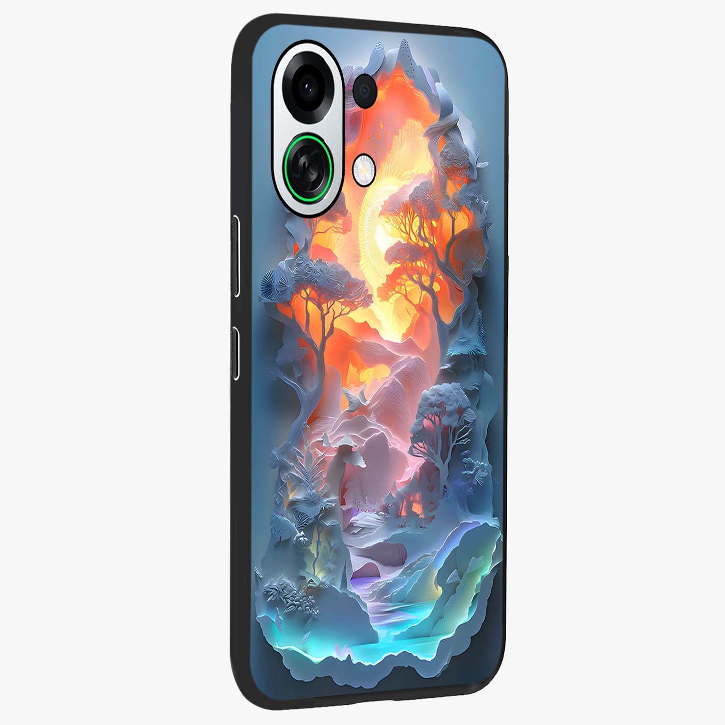 Glow Forest Portal Glass Case upright view showcasing enchanted forest portal artwork with fantasy nature theme.