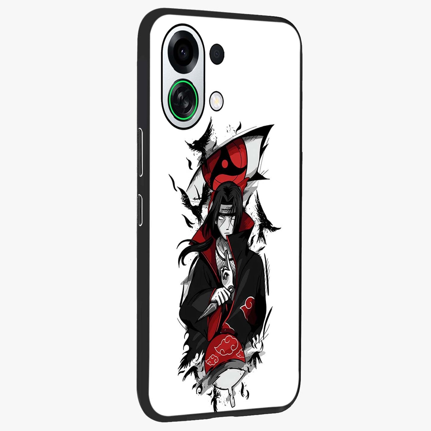 Itachi Limited Edition Naruto Anime Glass Case upright view showcasing intense anime artwork with powerful character theme.