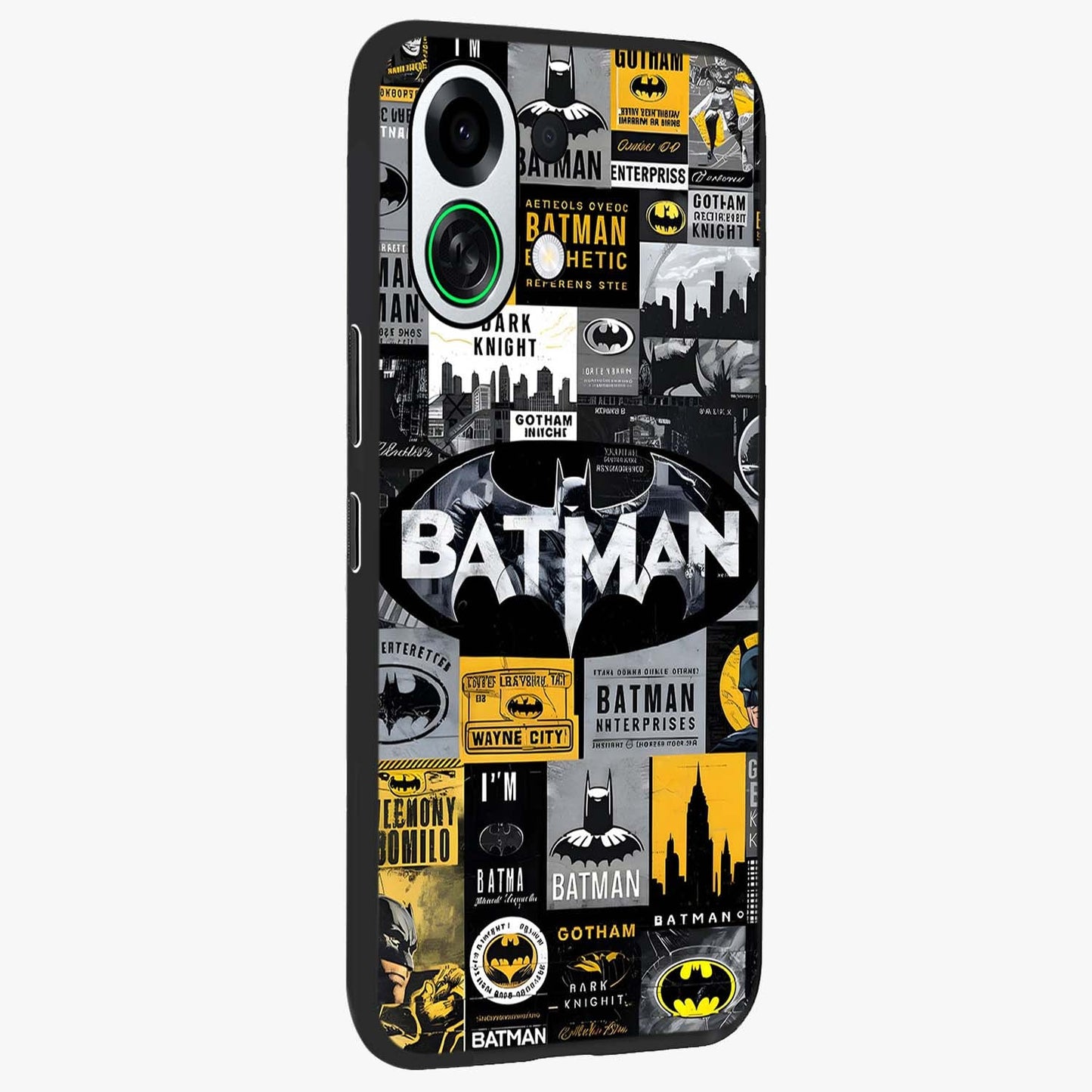 Knight Gotham Rise Glass Case upright view showcasing bold vigilante themed artwork with gothic city vibe.