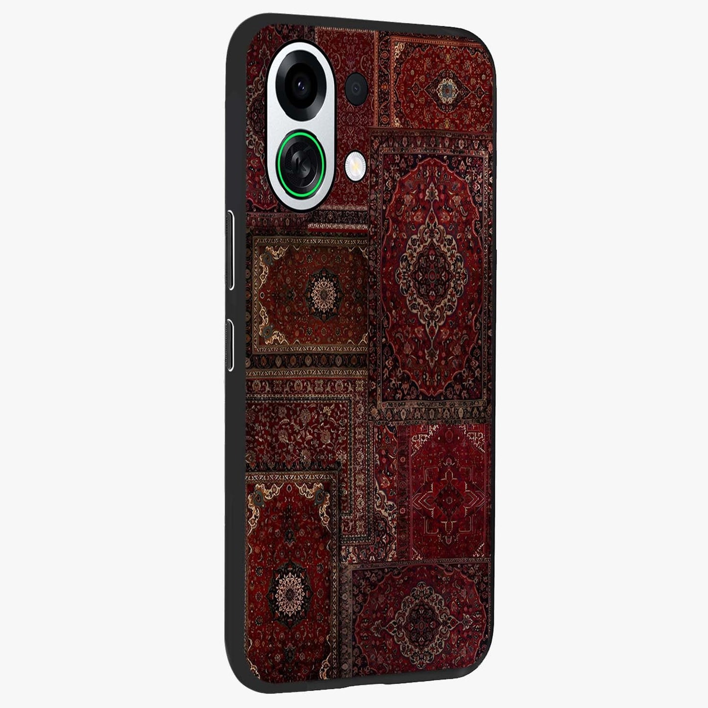 Persian Velvet Tale Glass Case upright view showcasing elegant Persian artwork with classic heritage theme.