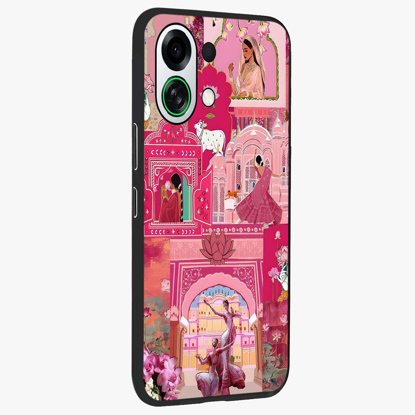 Pink Palace Muse Glass Case upright view showcasing artistic palace artwork with graceful royal theme.