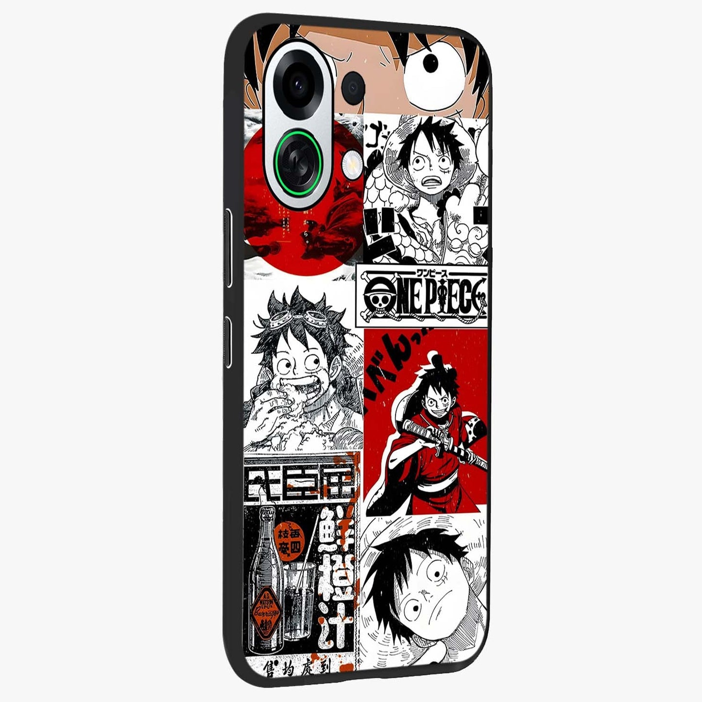Strawhat Chaos Panels Glass Case upright view showcasing energetic anime artwork with bold adventure theme.