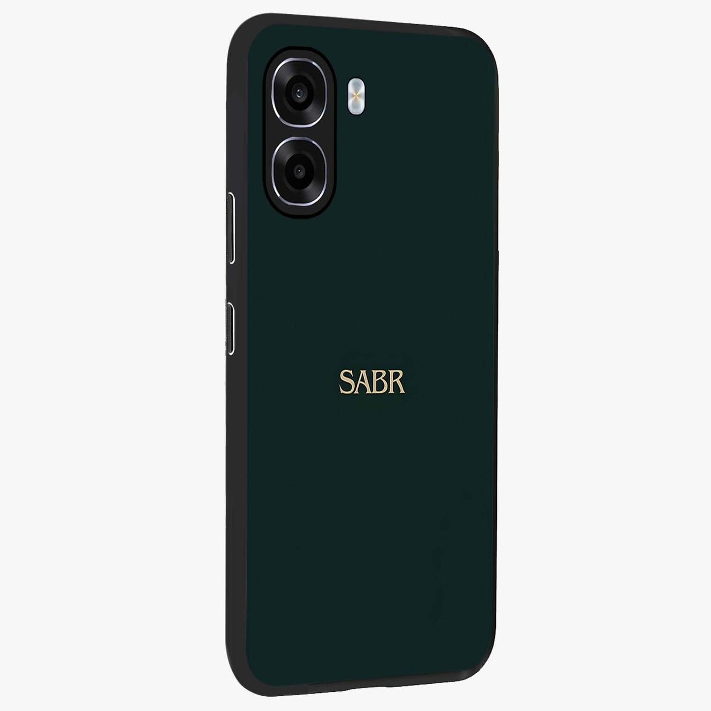 Sabr Minimal Patience Glass Case upright view showcasing calm minimalist artwork with motivational patience theme.
