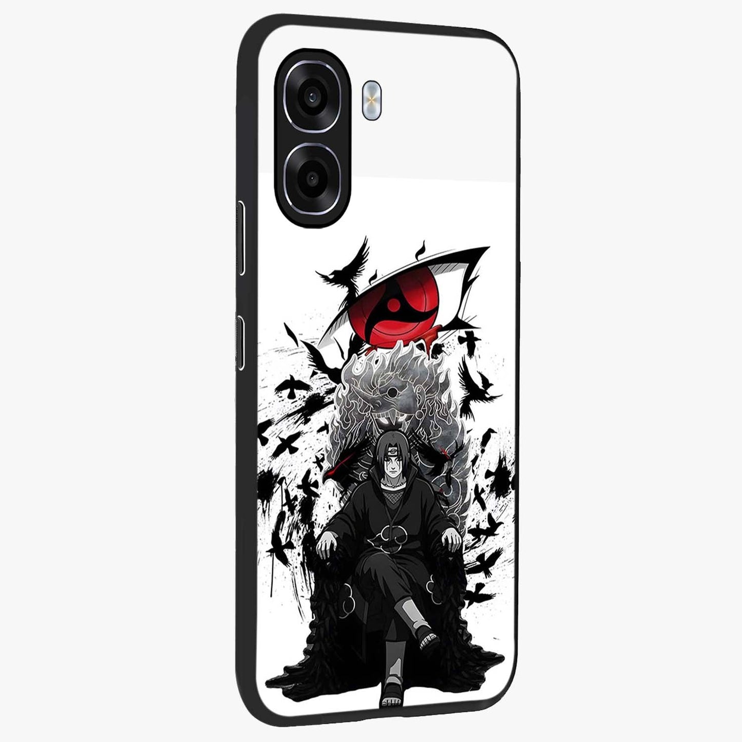 Uchiha Shadow Throne Glass Case upright view showcasing magical underwater galaxy artwork with vibrant cosmic theme.