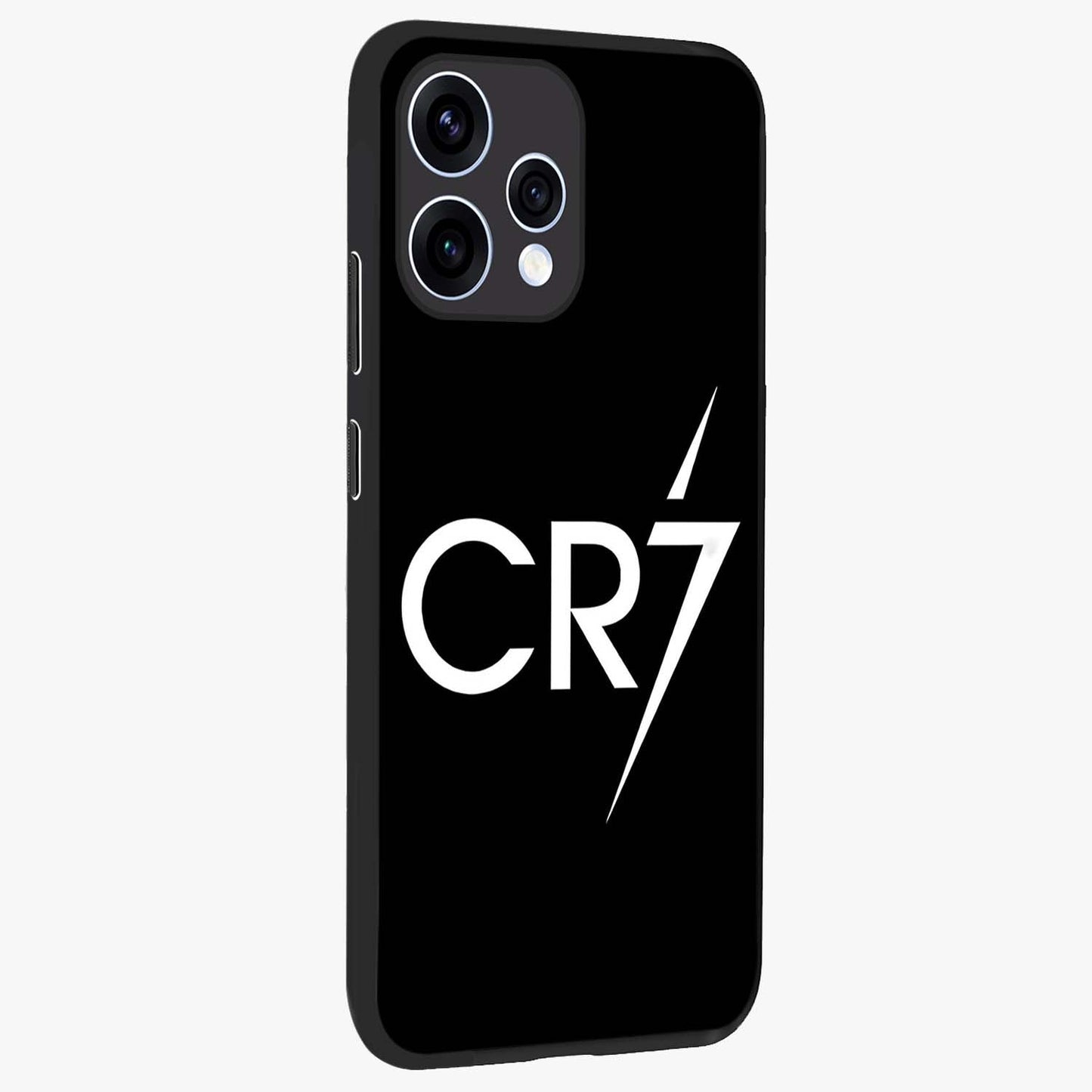 Cr7 Elite Strike Glass Case upright view showcasing energetic football inspired design with modern sports aesthetic.