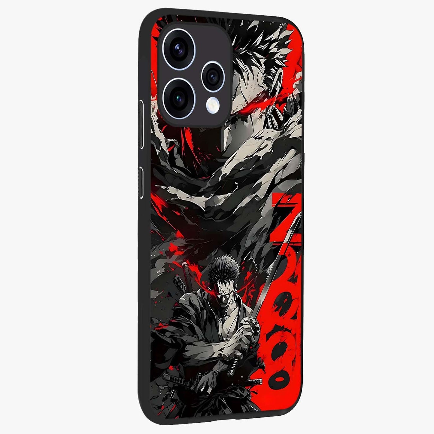 Demon Sword Resolve Glass Case upright view showcasing dramatic warrior artwork with intense battle theme.