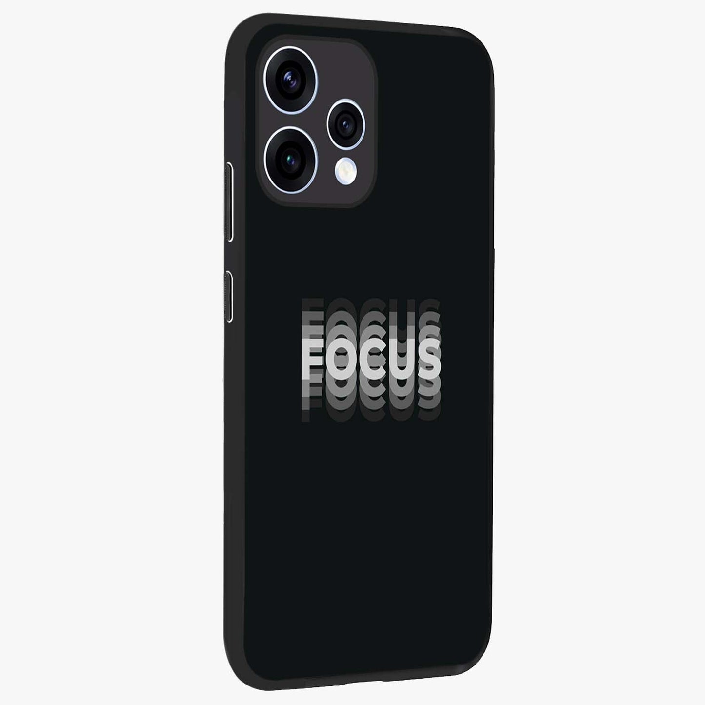 Focus Mode On Glass Case upright view showcasing strong typography statement with sleek motivational theme.