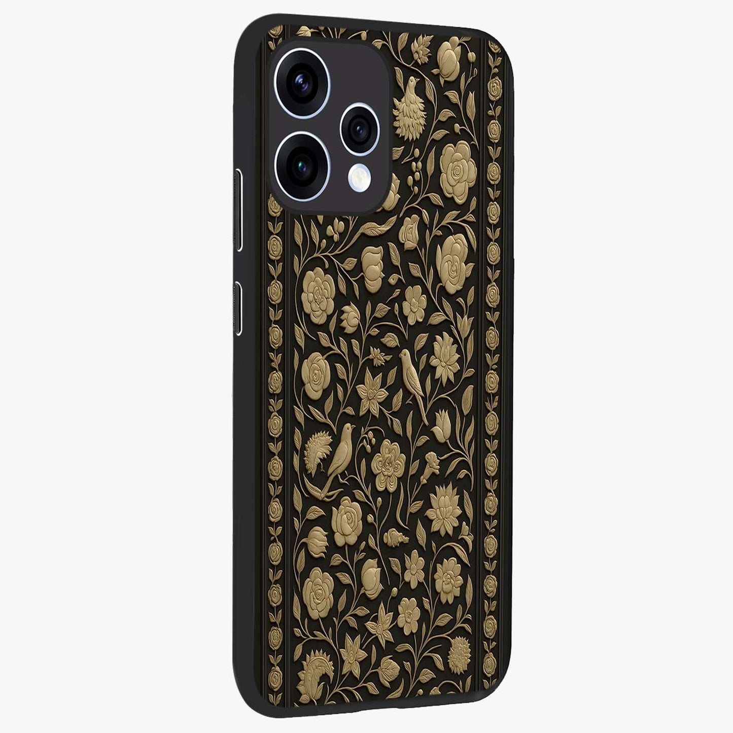 Golden Evil Eye Mandala Glass Case upright view showcasing decorative evil eye mandala artwork with spiritual aesthetic style.