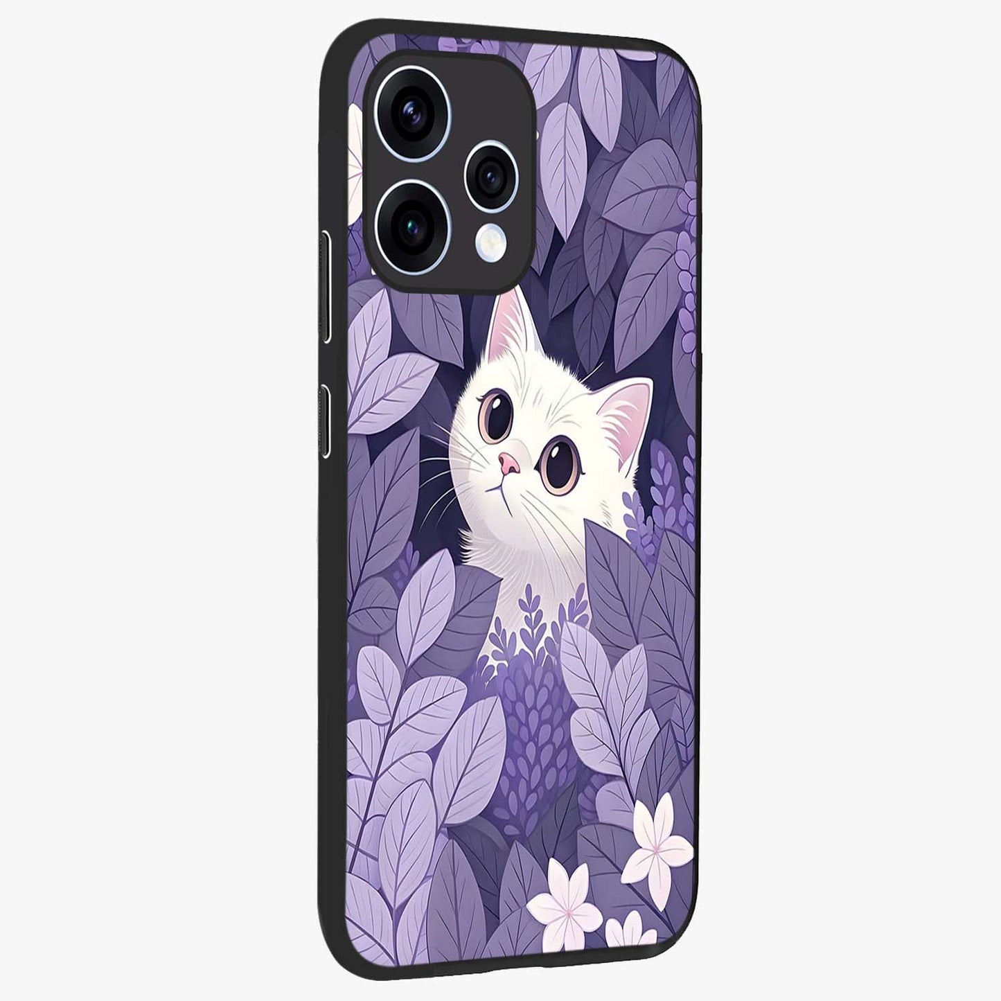 Lilac Hide Peek Cat Glass Case upright view showcasing charming cat artwork with adorable peek theme.