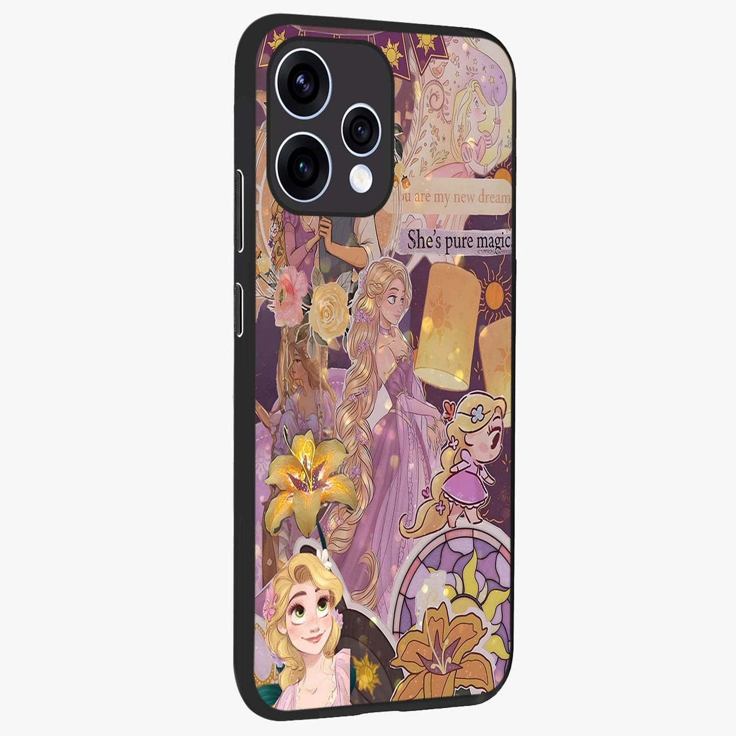 Magical Tangled Dream Glass Case upright view showcasing enchanting artistic artwork with dreamy fantasy theme.