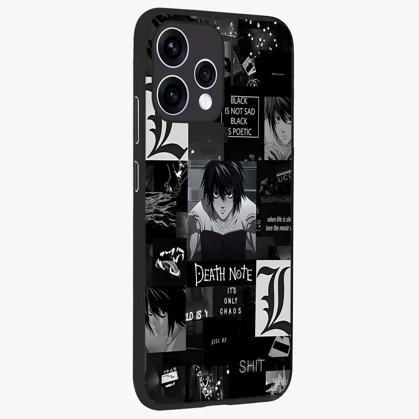 Midnight Chaos Mind Glass Case upright view showcasing expressive abstract artwork with bold dark theme.