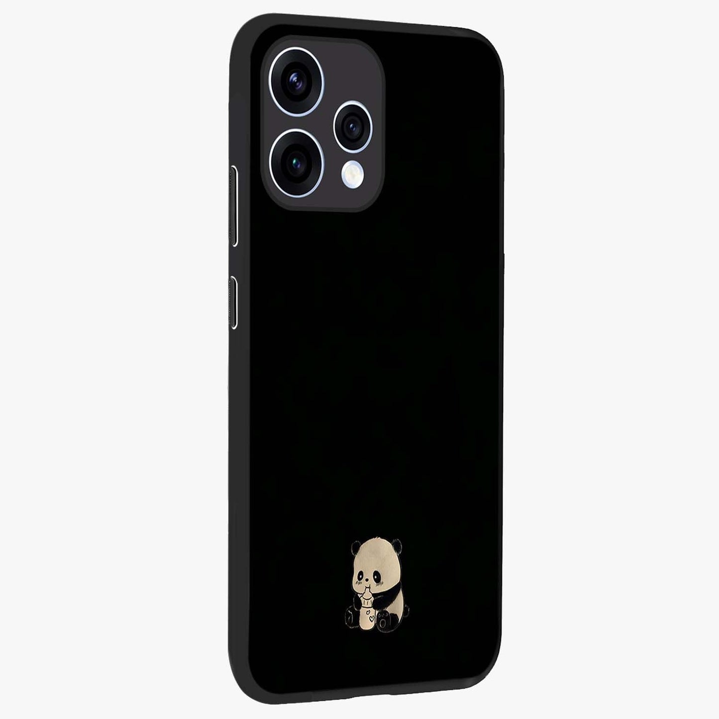 Midnight Panda Love Glass Case upright view showcasing charming panda artwork with playful romantic theme.