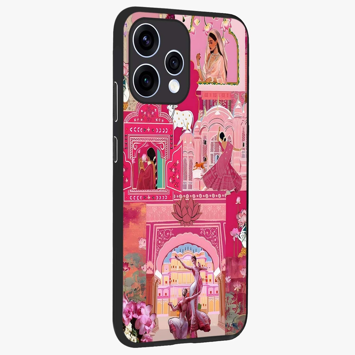 Pink Palace Muse Glass Case upright view showcasing artistic palace artwork with graceful royal theme.