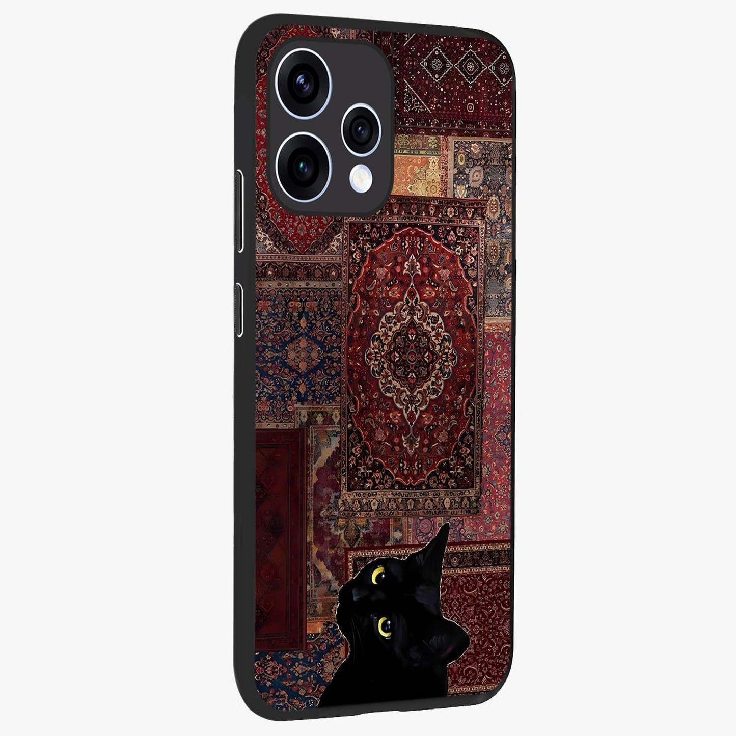 Regal Magic Cat Apple Glass Case upright view showcasing charming cat artwork with playful magical theme.