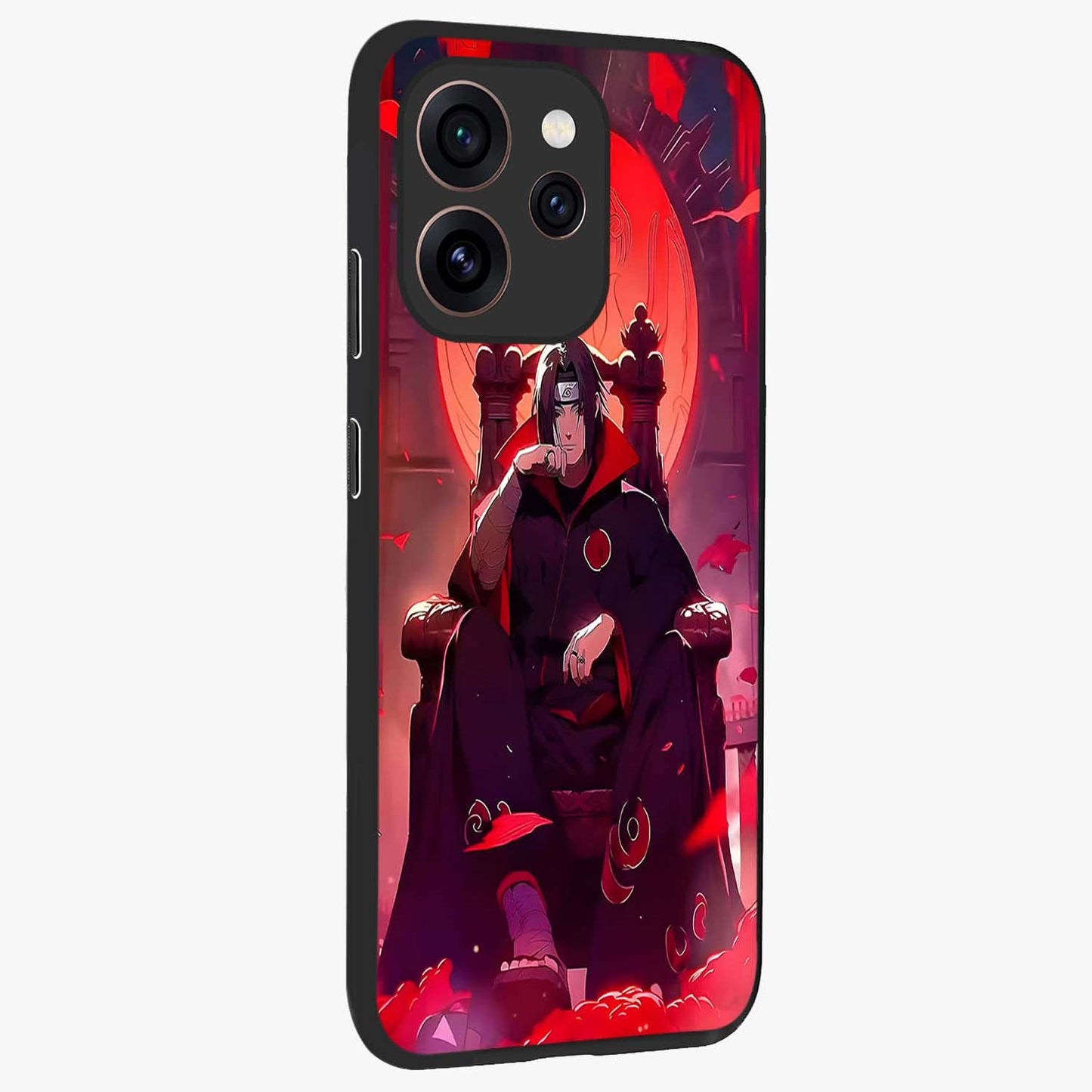 Blood Moon Sovereign Glass Case upright view showcasing powerful moon inspired artwork with cosmic aesthetic style.