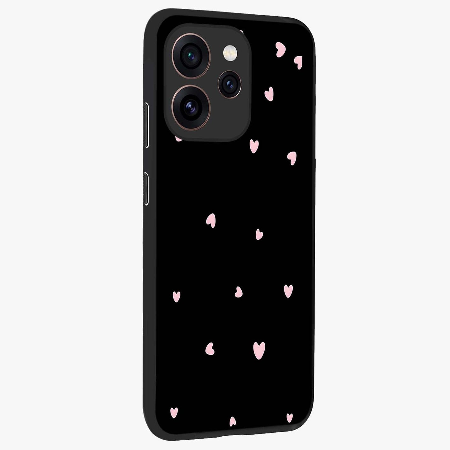 Pink Love Drops Glass Case upright view showcasing charming heart drop artwork with romantic playful theme.