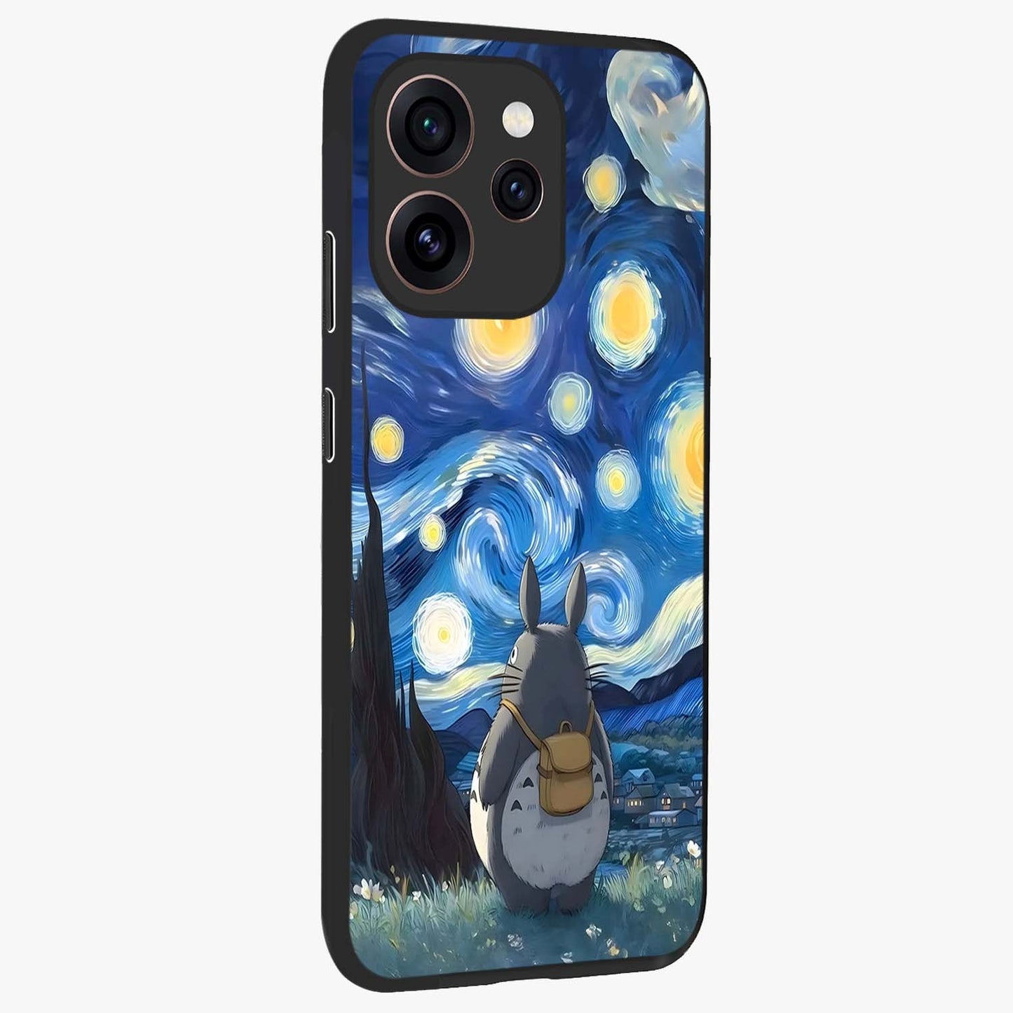 Totoro In Van Gogh Art Glass Case upright view showcasing creative character artwork with painterly artistic theme.
