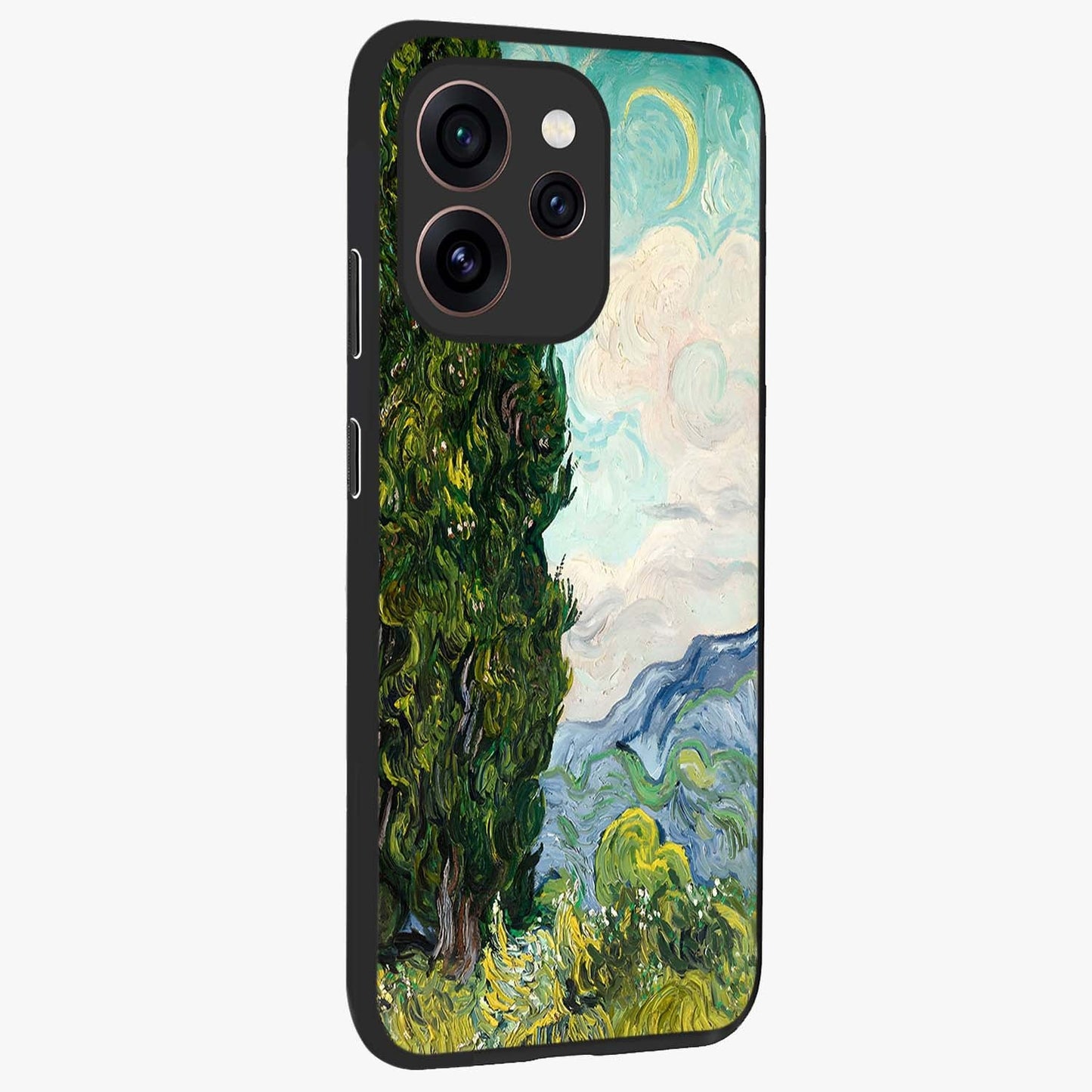 Van Gogh Vintage Art Glass Case upright view showcasing elegant vintage painting artwork with artistic heritage theme.