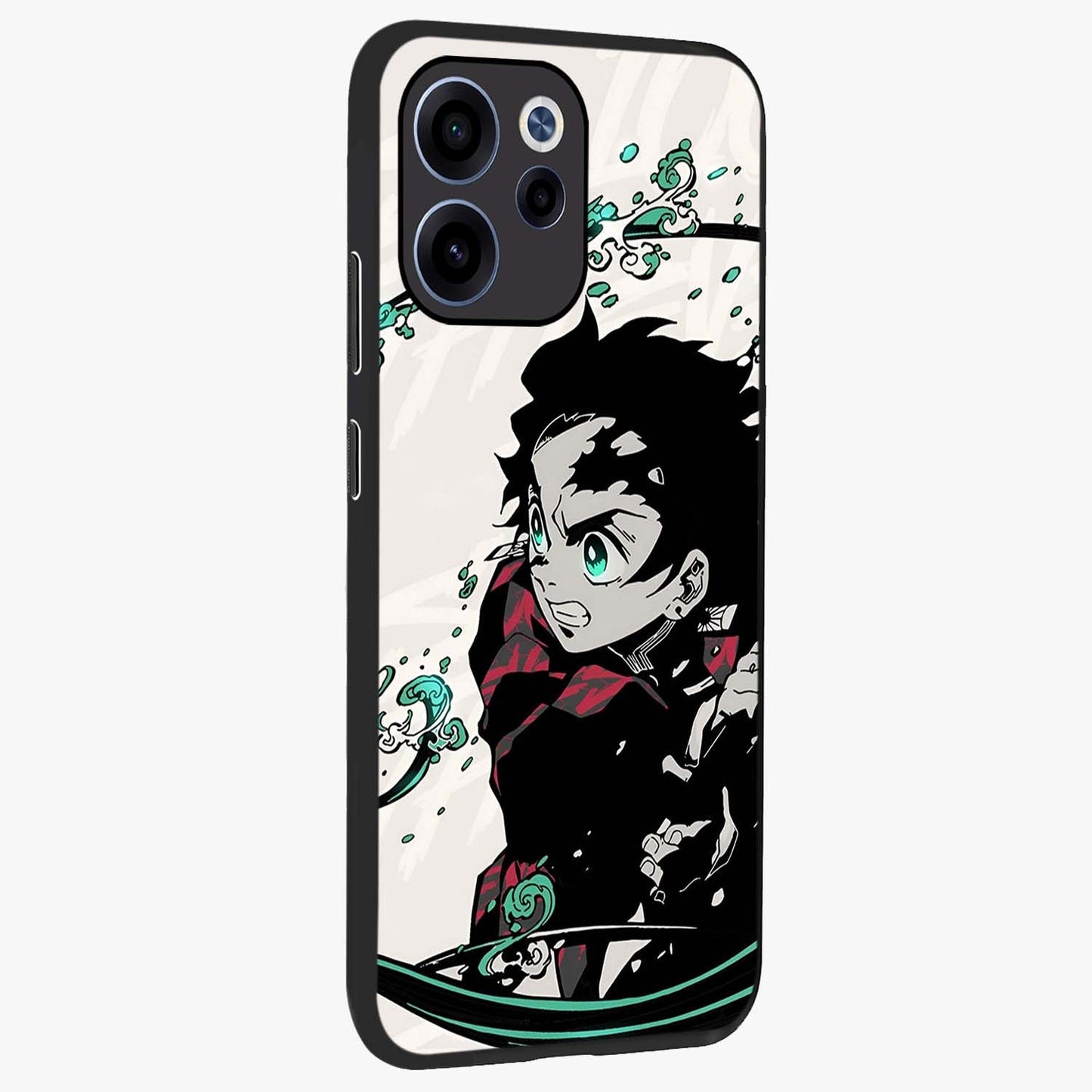 Demon Slayer Glass Case upright view showcasing powerful anime artwork with intense warrior theme.