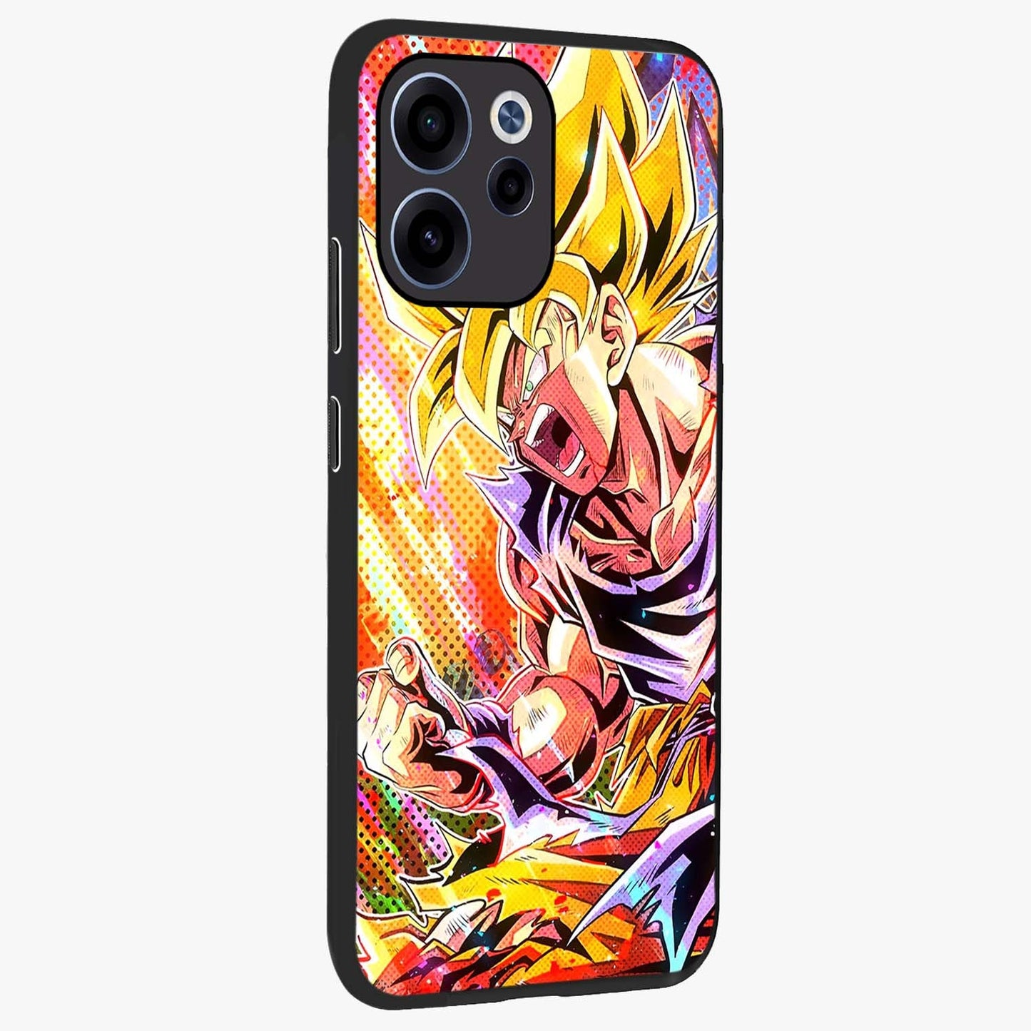 Firing Goku Glass Case upright view showcasing energetic anime artwork with bold warrior theme.