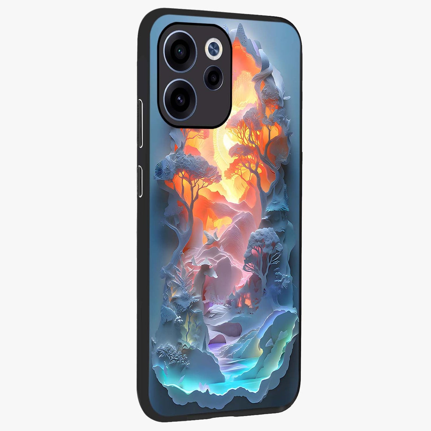 Glow Forest Portal Glass Case upright view showcasing enchanted forest portal artwork with fantasy nature theme.